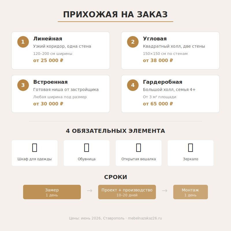 Типы прихожих и цены