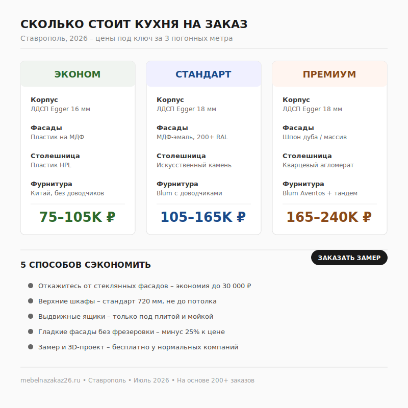 Сравнение цен на кухни на заказ